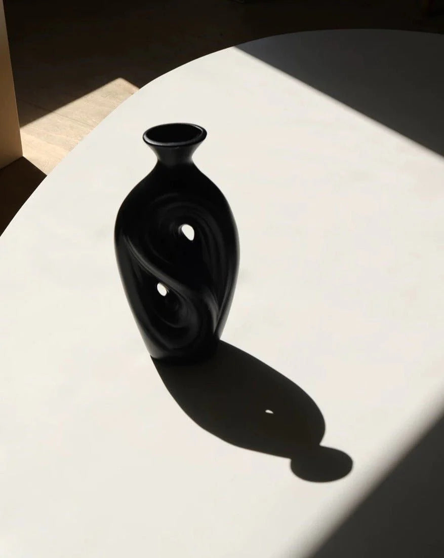 Handmade Contemporary Abstract Ceramic Black Vase