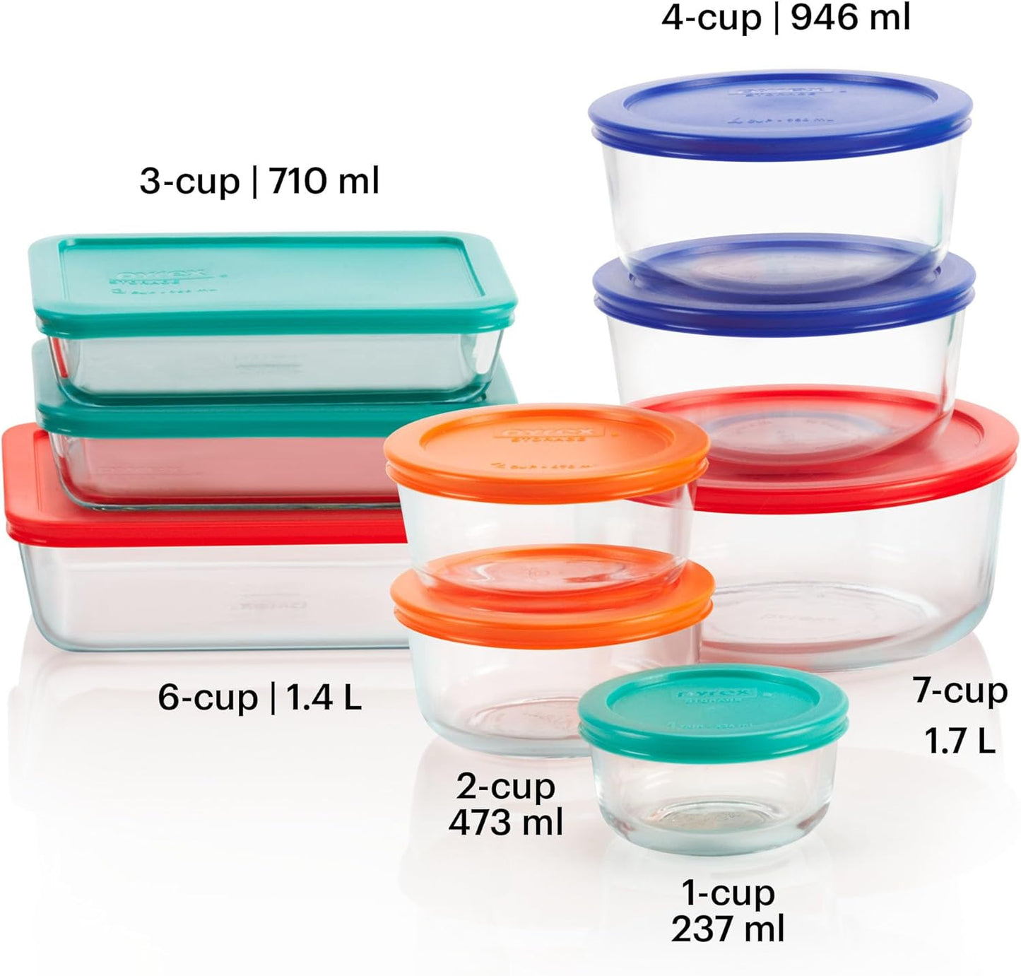 18 Pcs Pyrex Glass Storage Containers