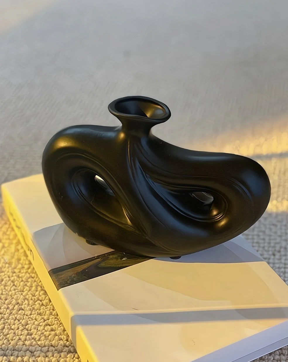 Handmade Contemporary Abstract Ceramic Black Vase