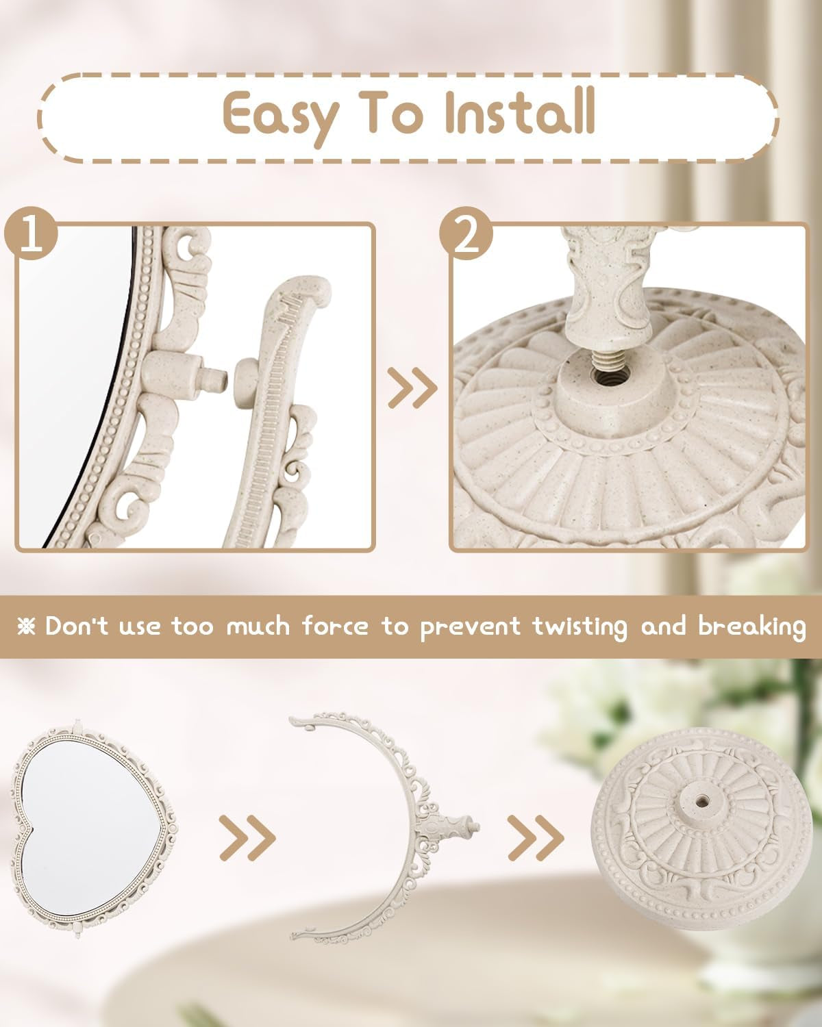 Tabletop Vanity Makeup Mirror with 3X Magnification