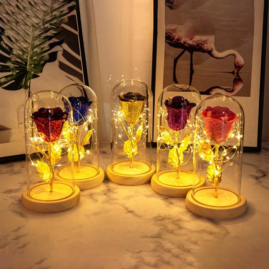 Timeless Eternal Rose in Transparent Dome with Soft Lighting, Perfect for Valentine’s Day or Anniversary Themes