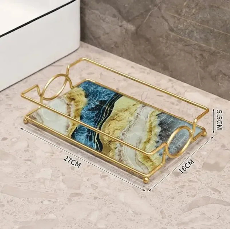 Luxury Gold Plated Rectangular Storage Tray 