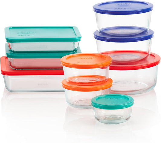 18 Pcs Pyrex Glass Storage Containers