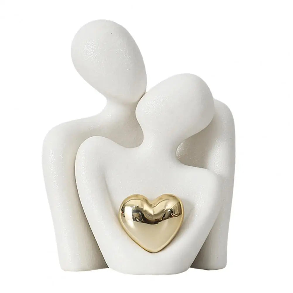 Golden Love Heart Couple Sculpture 