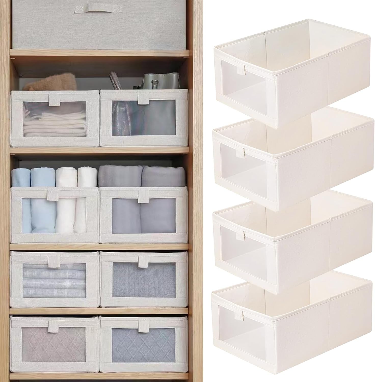 Linen Closet Storage Baskets (4pcs)
